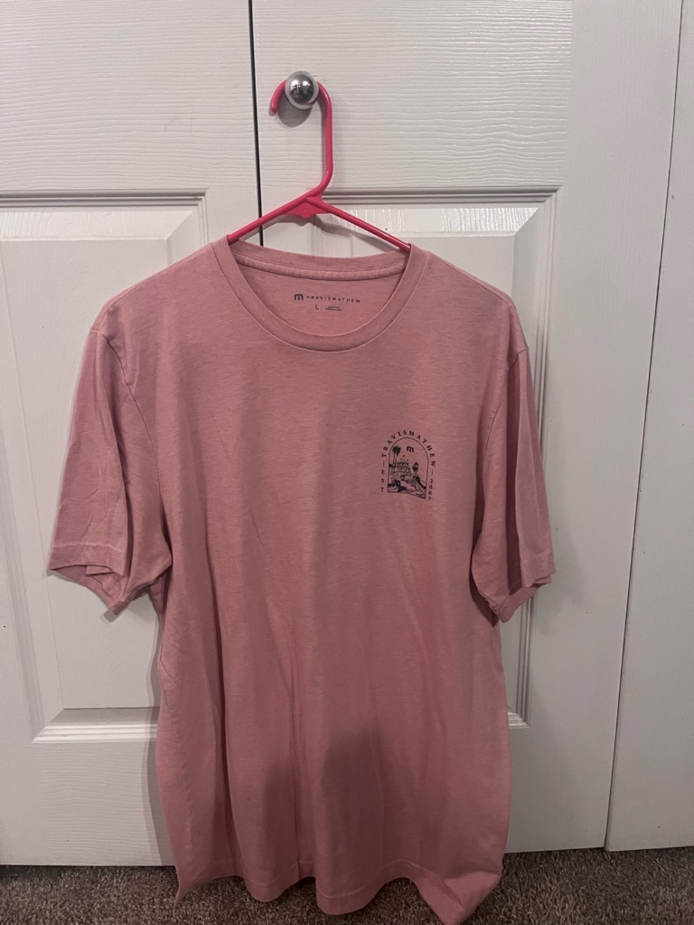 TravisMathew Dusty Rose Short Sleeve Graphic Crewneck Tee